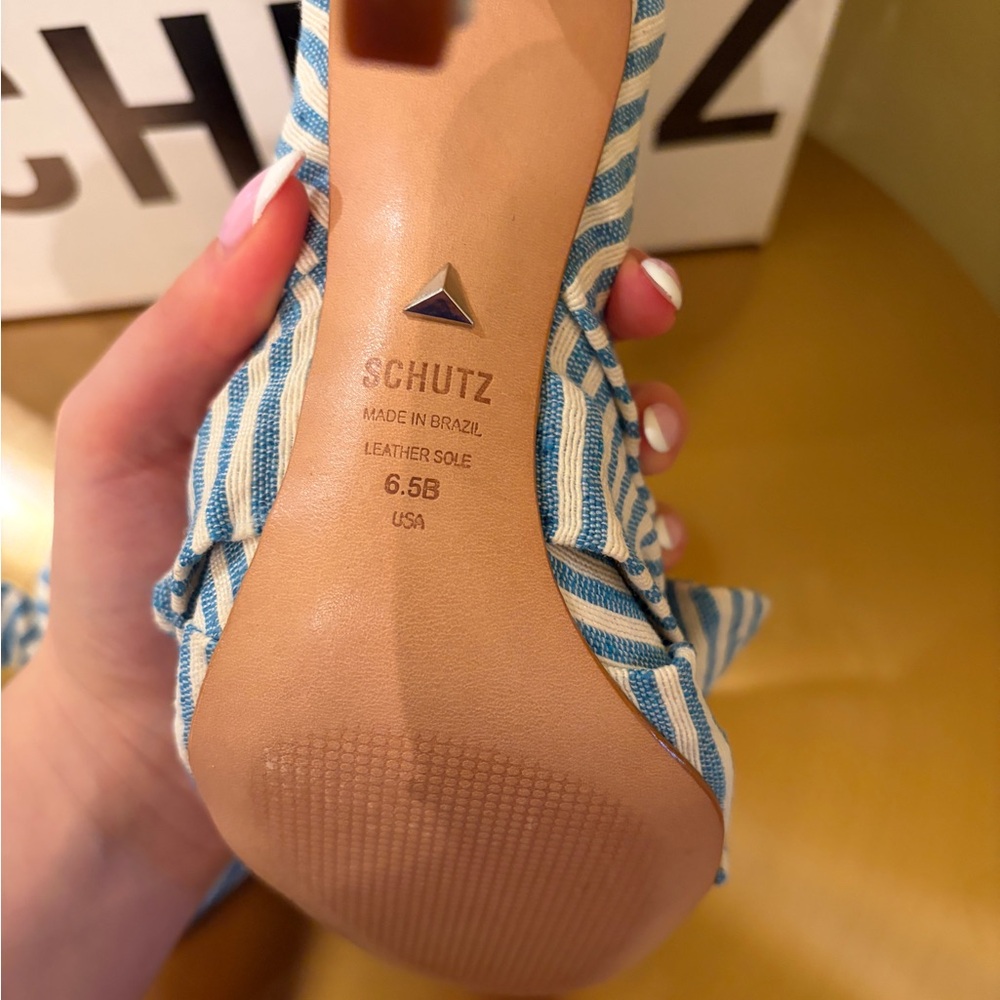 SCHUTZ Blue and White Striped Heels. Brand New. 6.5 - Picture 3 of 6